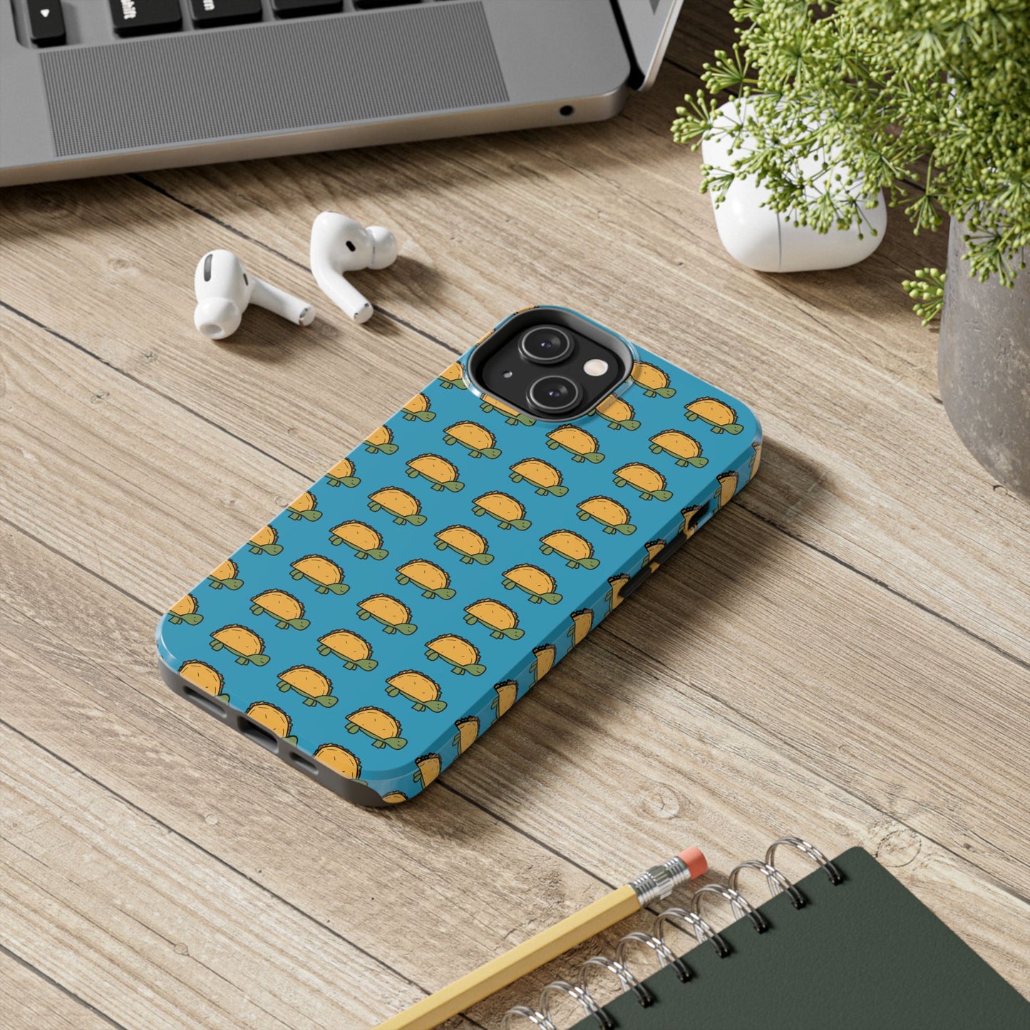 Cute Taco Pattern Tough Phone Case — Protective iPhone Case with Repeating Taco Design