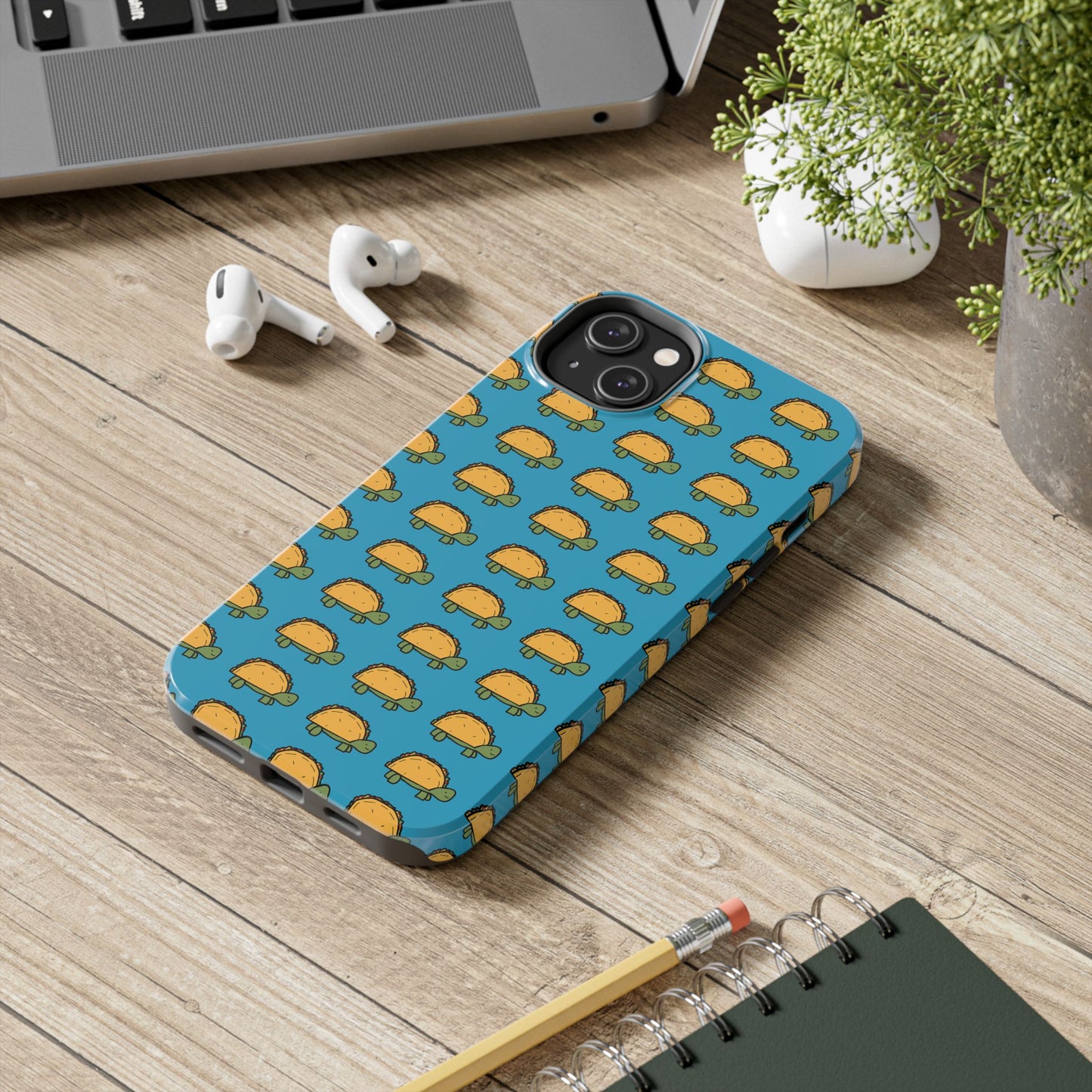 Cute Taco Pattern Tough Phone Case — Protective iPhone Case with Repeating Taco Design