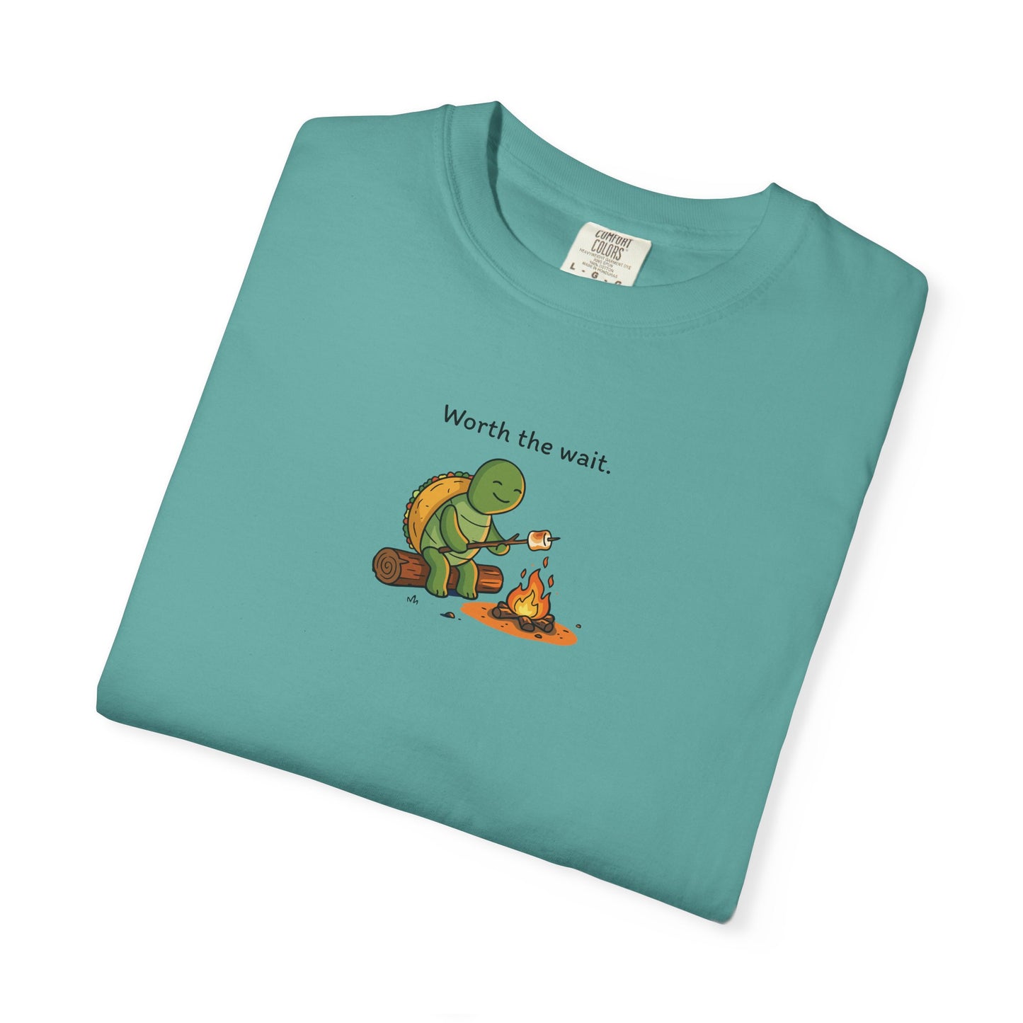 T-Shirt — 'Worth the Wait' Turtle & Campfire Graphic Tee