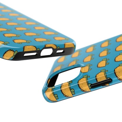Cute Taco Pattern Tough Phone Case — Protective iPhone Case with Repeating Taco Design