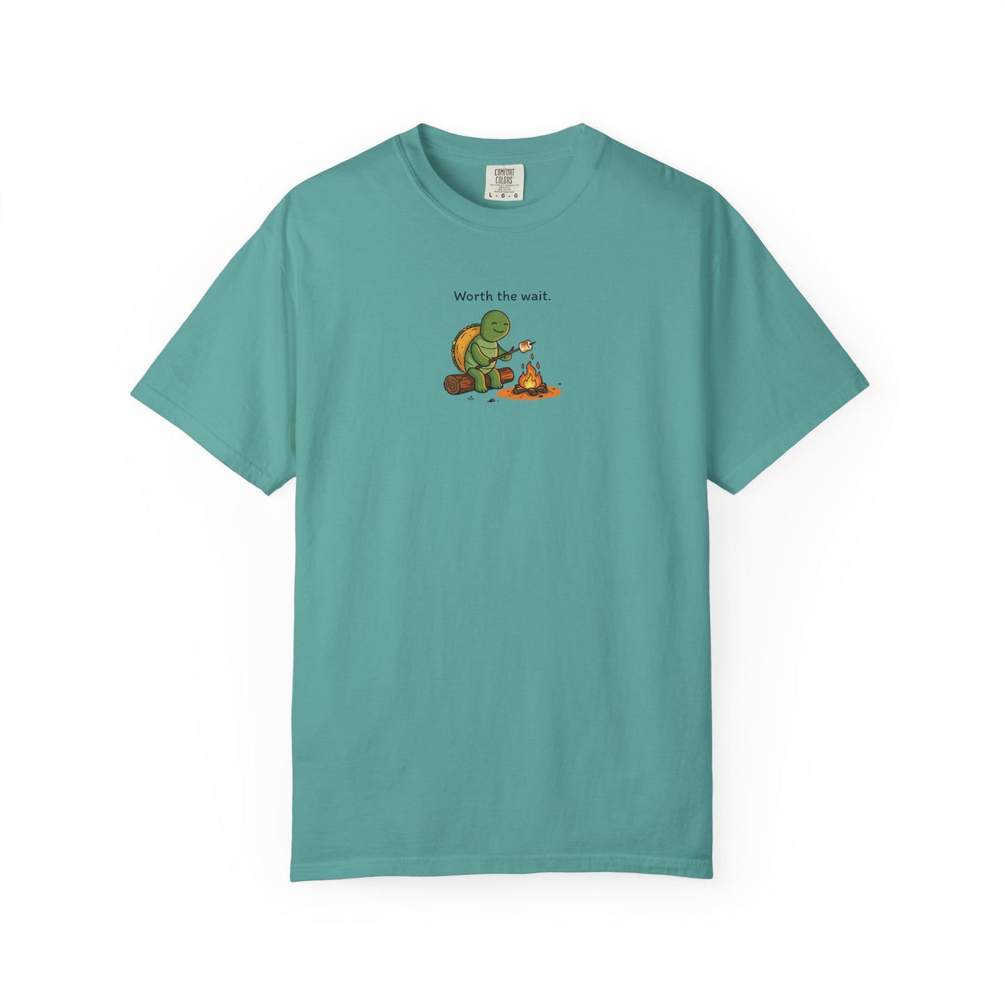 T-Shirt — 'Worth the Wait' Turtle & Campfire Graphic Tee