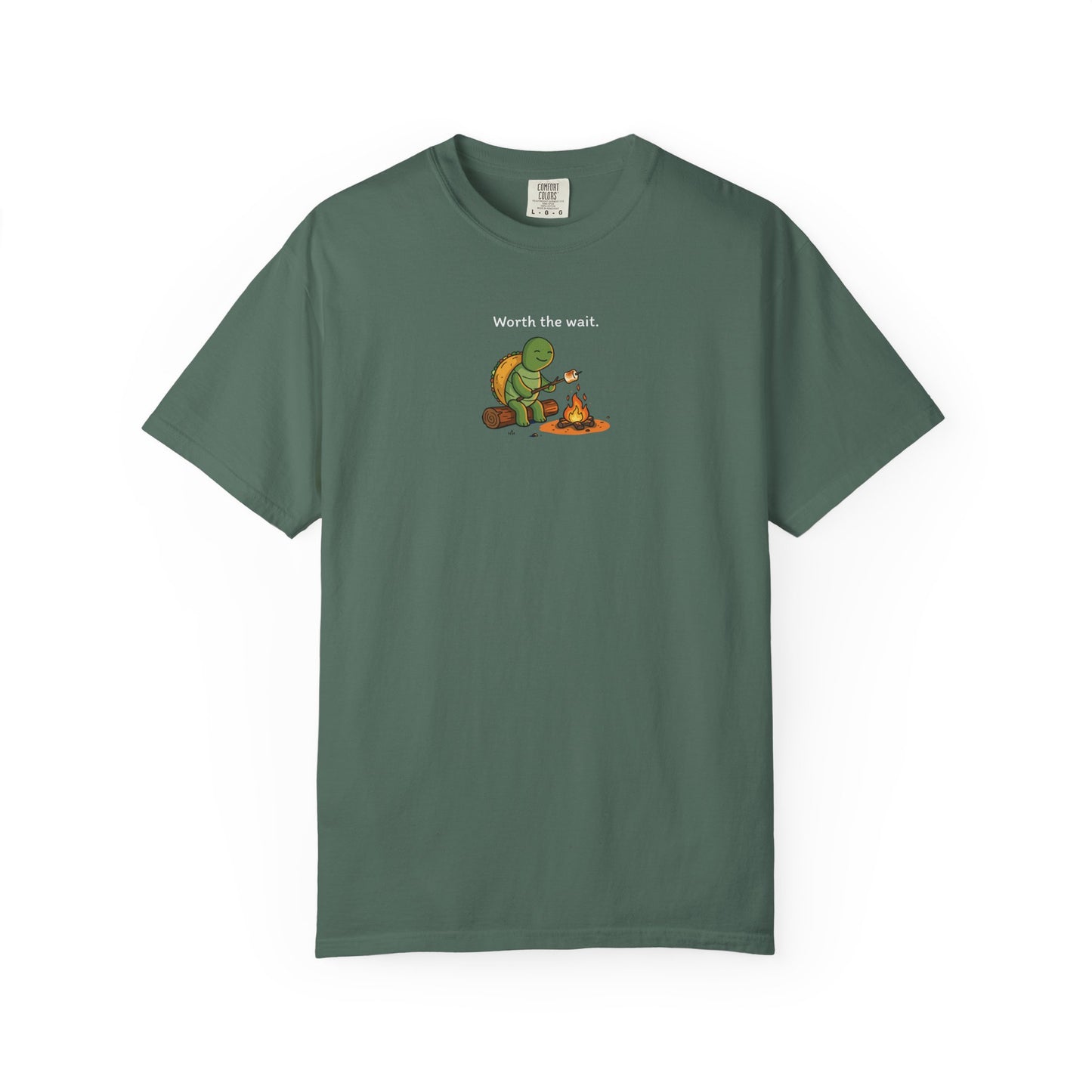 T-Shirt — 'Worth the Wait' Turtle & Campfire Graphic Tee