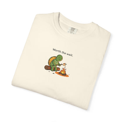 T-Shirt — 'Worth the Wait' Turtle & Campfire Graphic Tee