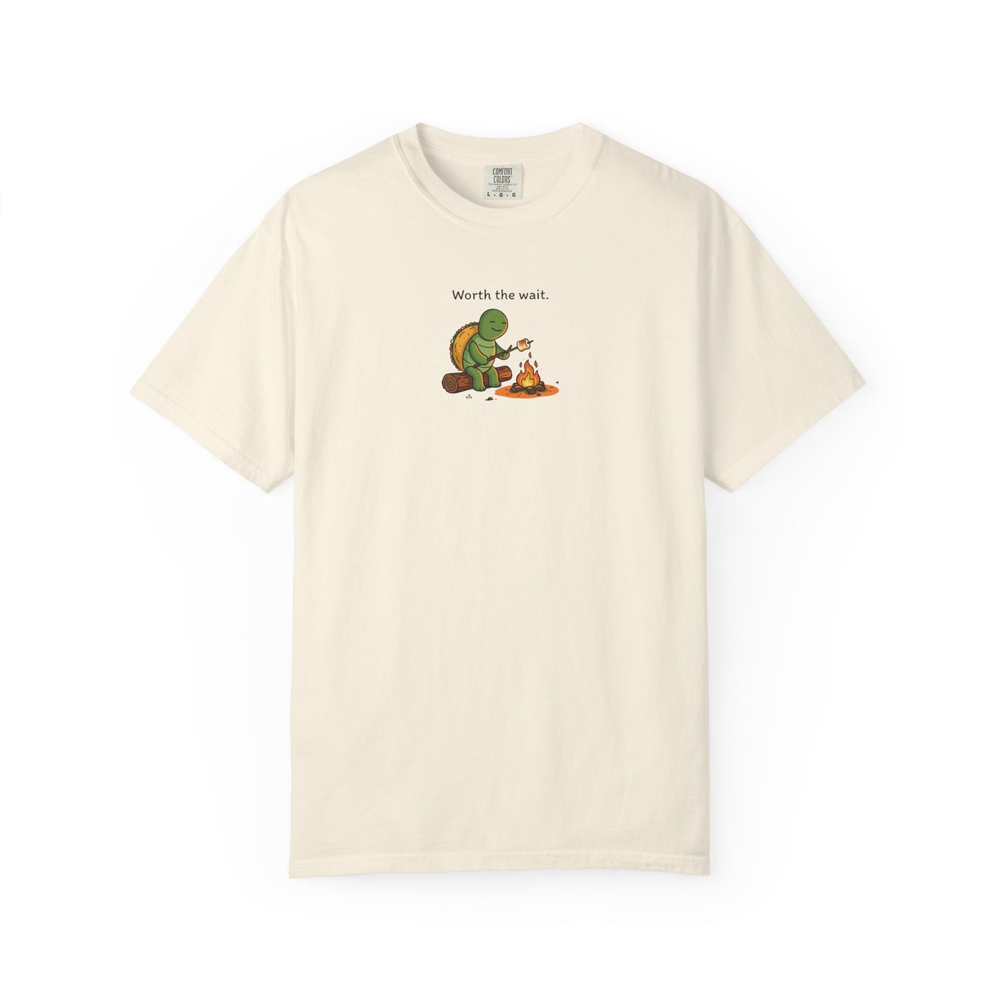 T-Shirt — 'Worth the Wait' Turtle & Campfire Graphic Tee