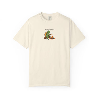 T-Shirt — 'Worth the Wait' Turtle & Campfire Graphic Tee