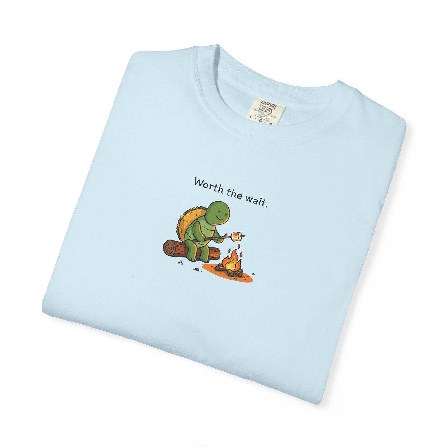 T-Shirt — 'Worth the Wait' Turtle & Campfire Graphic Tee