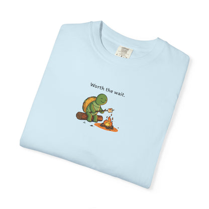 T-Shirt — 'Worth the Wait' Turtle & Campfire Graphic Tee