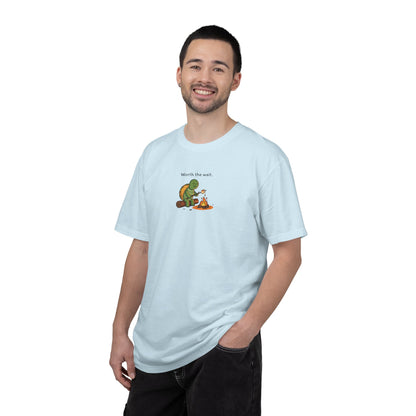 T-Shirt — 'Worth the Wait' Turtle & Campfire Graphic Tee