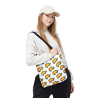 Printify Bags 13" × 13'' / Black Cute Taco Turtle Pattern Tote Bag — Fun Kawaii Food Animal Print