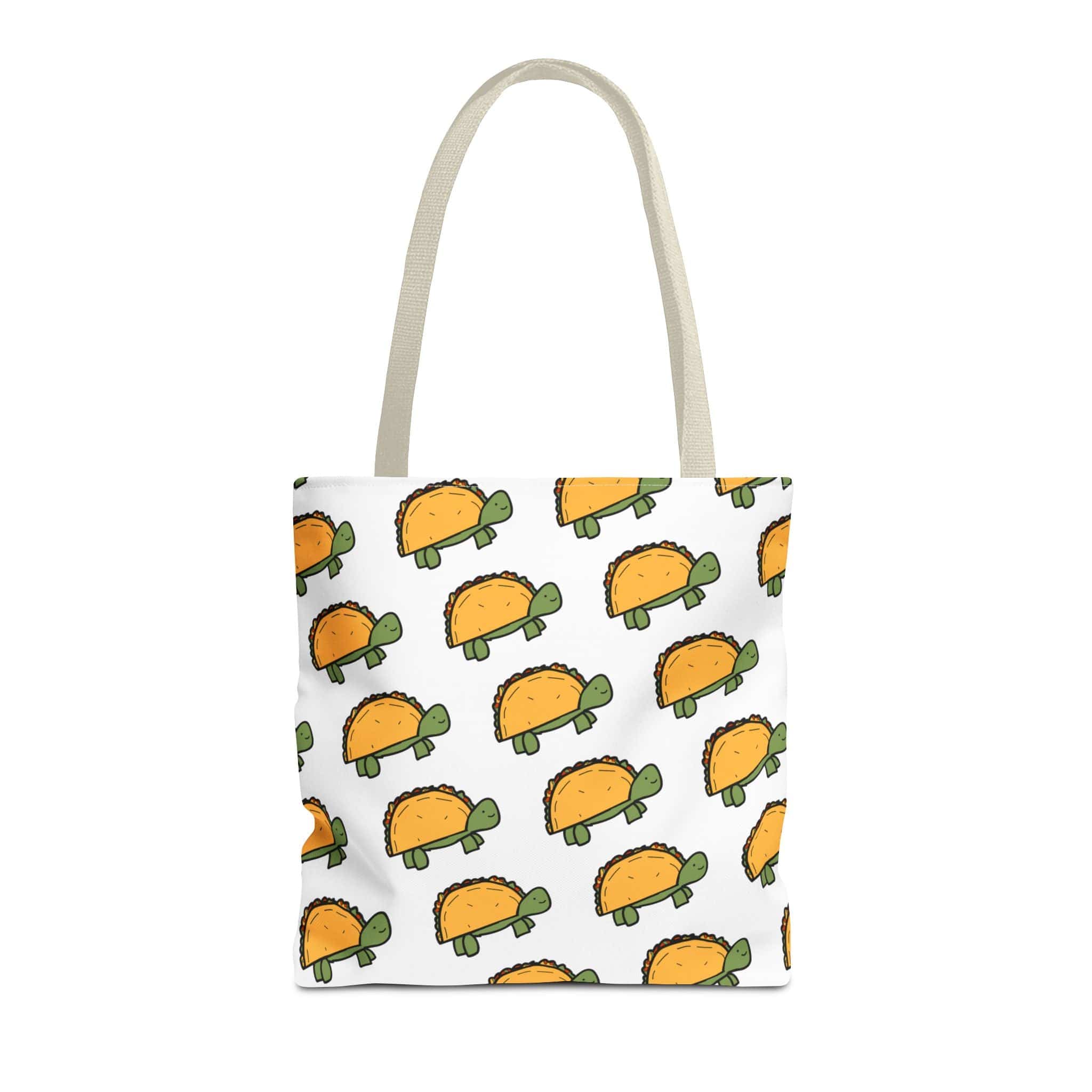 Printify Bags 16" × 16'' / Beige Cute Taco Turtle Pattern Tote Bag — Fun Kawaii Food Animal Print
