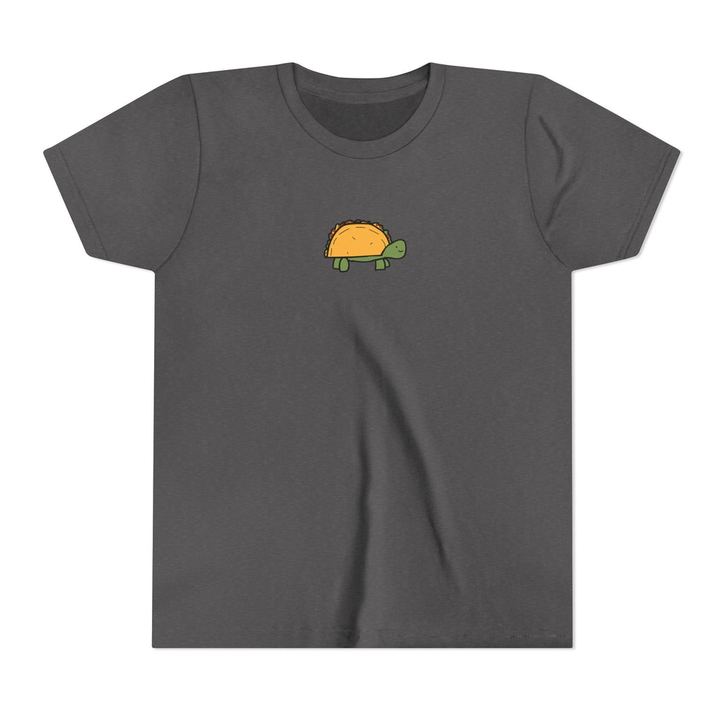 Printify Kids clothes S / Dark Heather Grey Kids Taco Turtle Tee - Cute Kids Graphic Short Sleeve Shirt