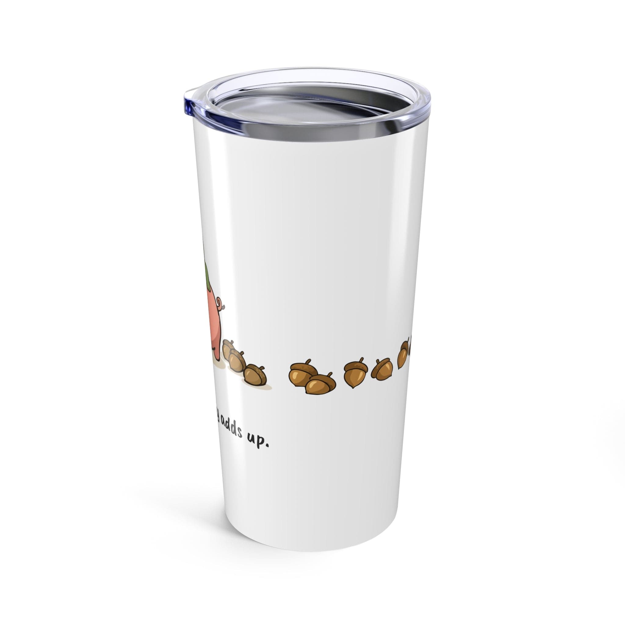 Printify Mug 20oz 20oz Tumbler — Cute Turtle Riding Pig with Acorn Border | Cute Animal Travel Cup