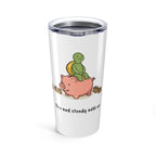 Printify Mug 20oz 20oz Tumbler — Cute Turtle Riding Pig with Acorn Border | Cute Animal Travel Cup