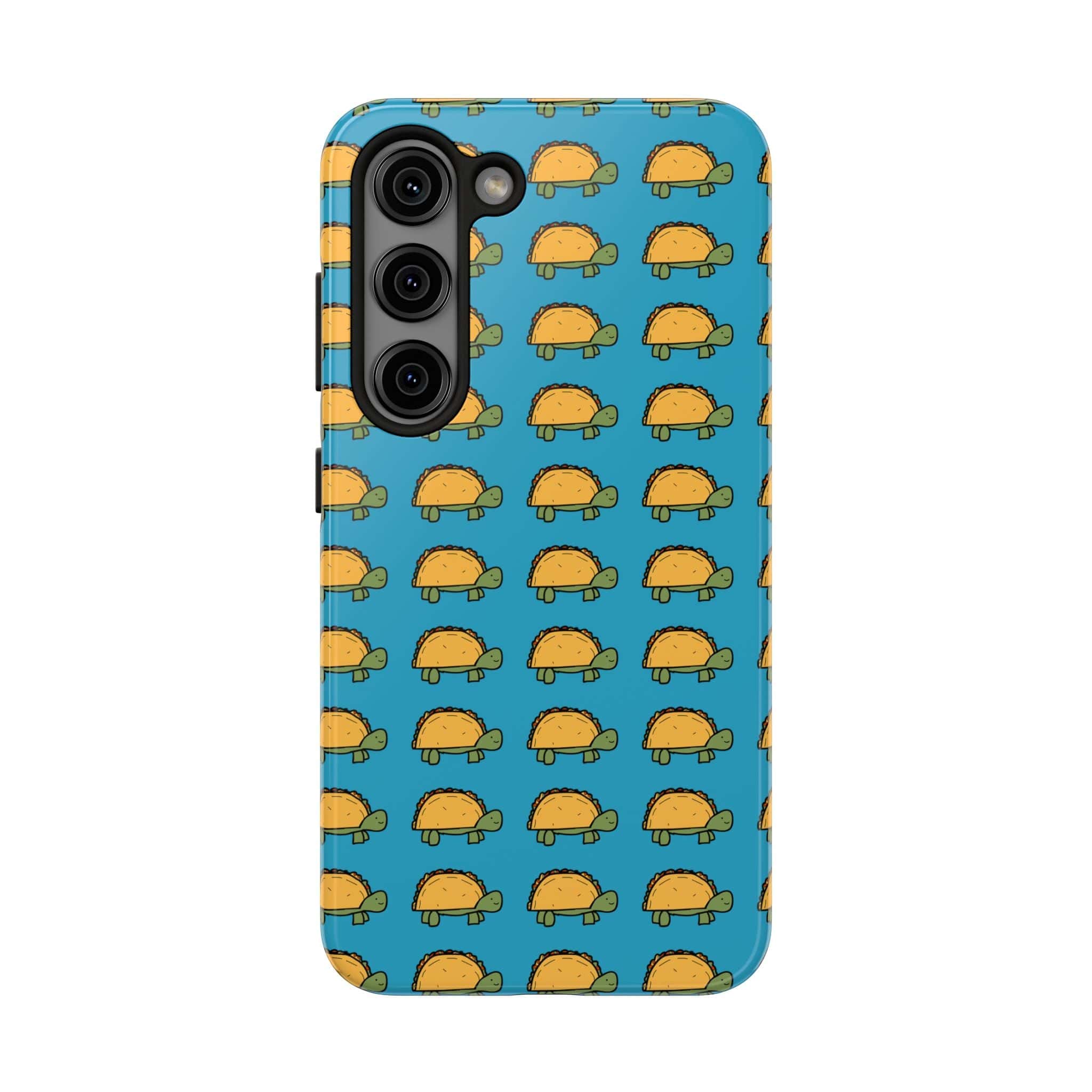 Printify Phone Case Samsung Galaxy S23 Cute Taco Pattern Tough Phone Case — Protective iPhone Case with Repeating Taco Design