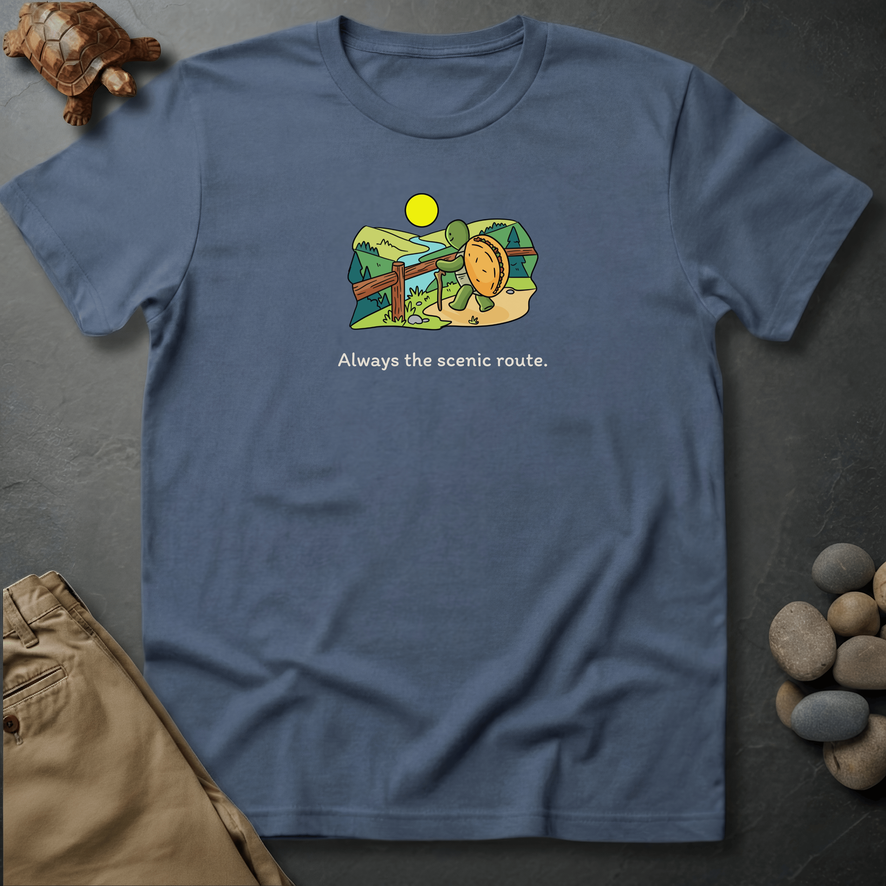 Printify T-Shirt Blue Jean / S Always the scenic route.