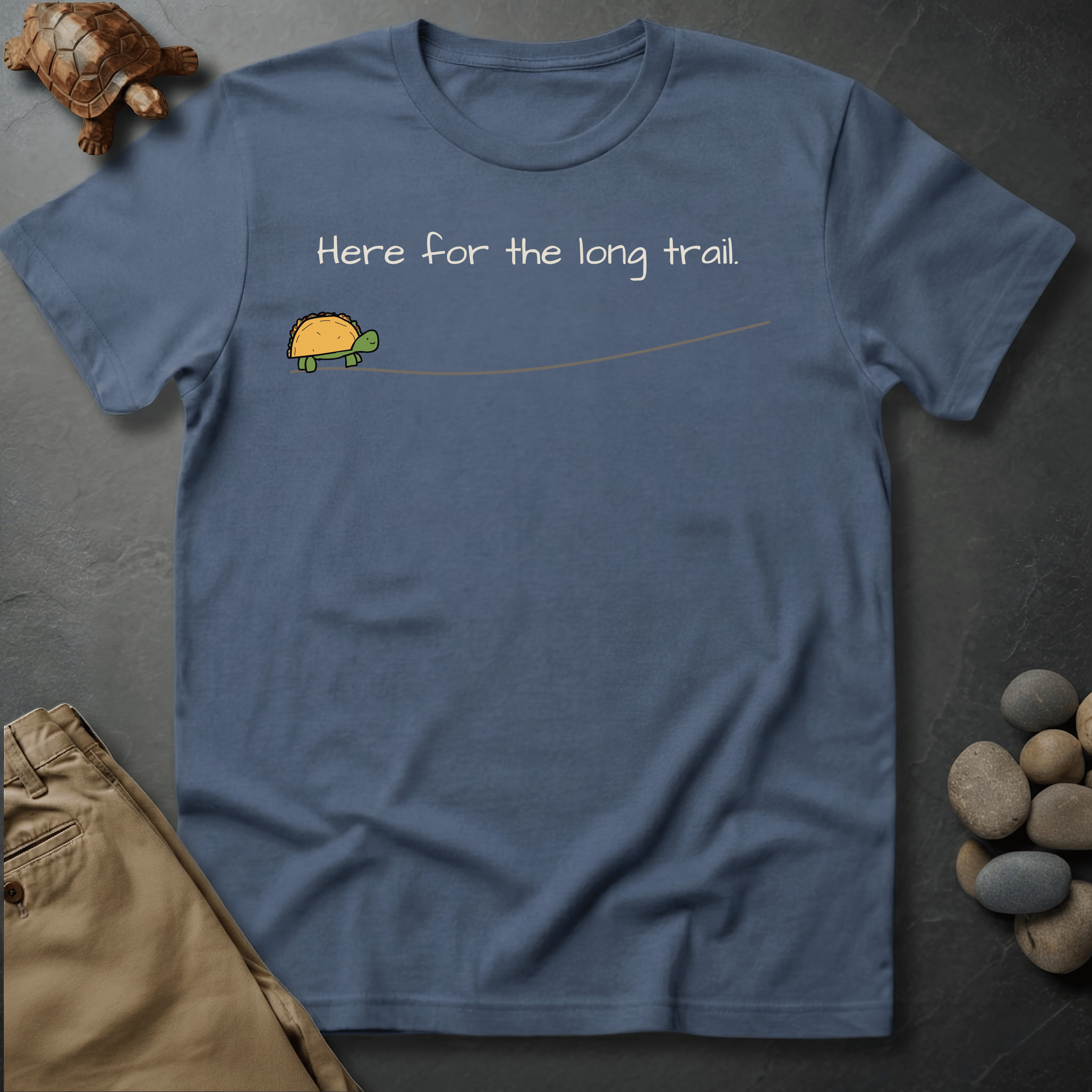 Printify T-Shirt Blue Jean / S Here for the long trail