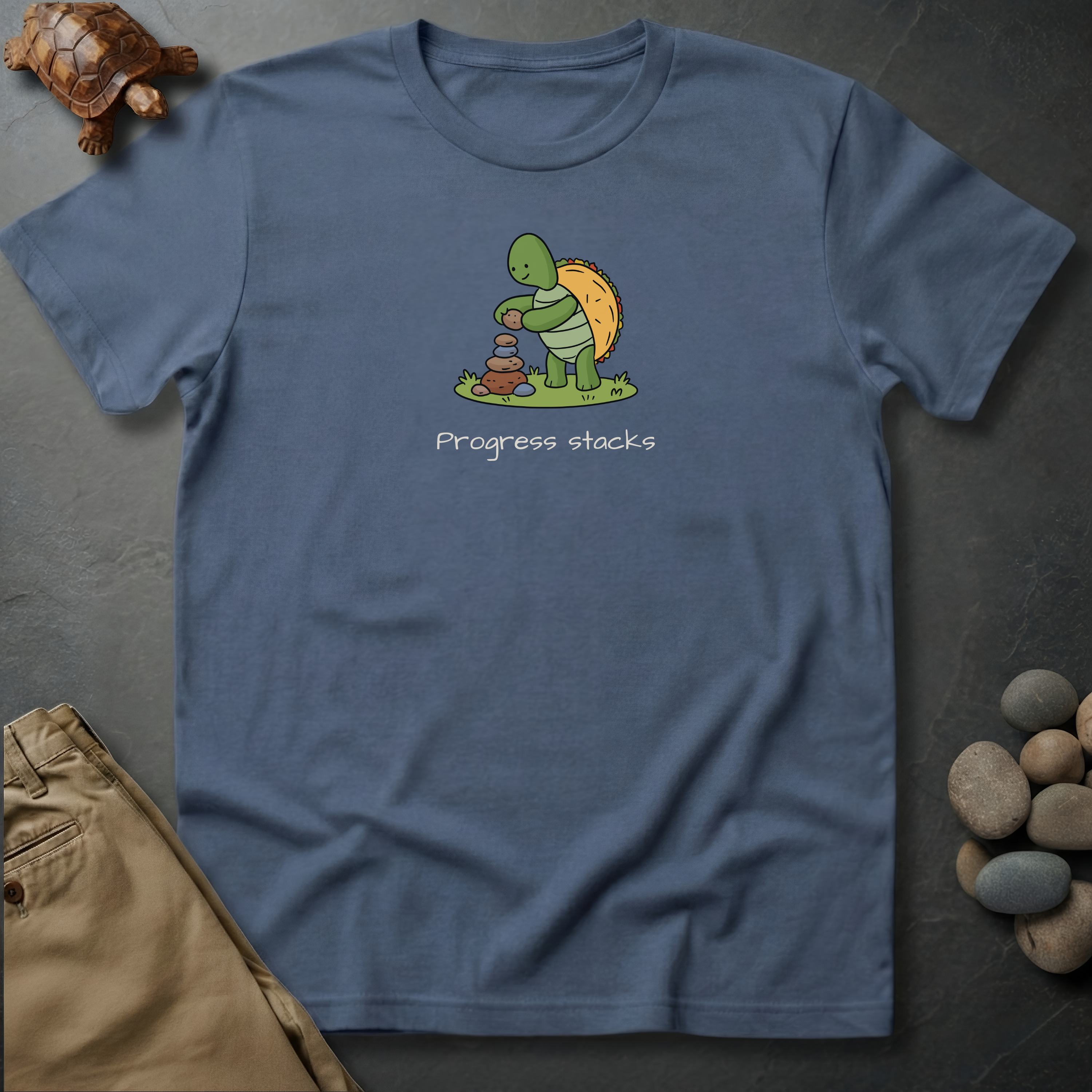 Printify T-Shirt Blue Jean / S Progress stacks.