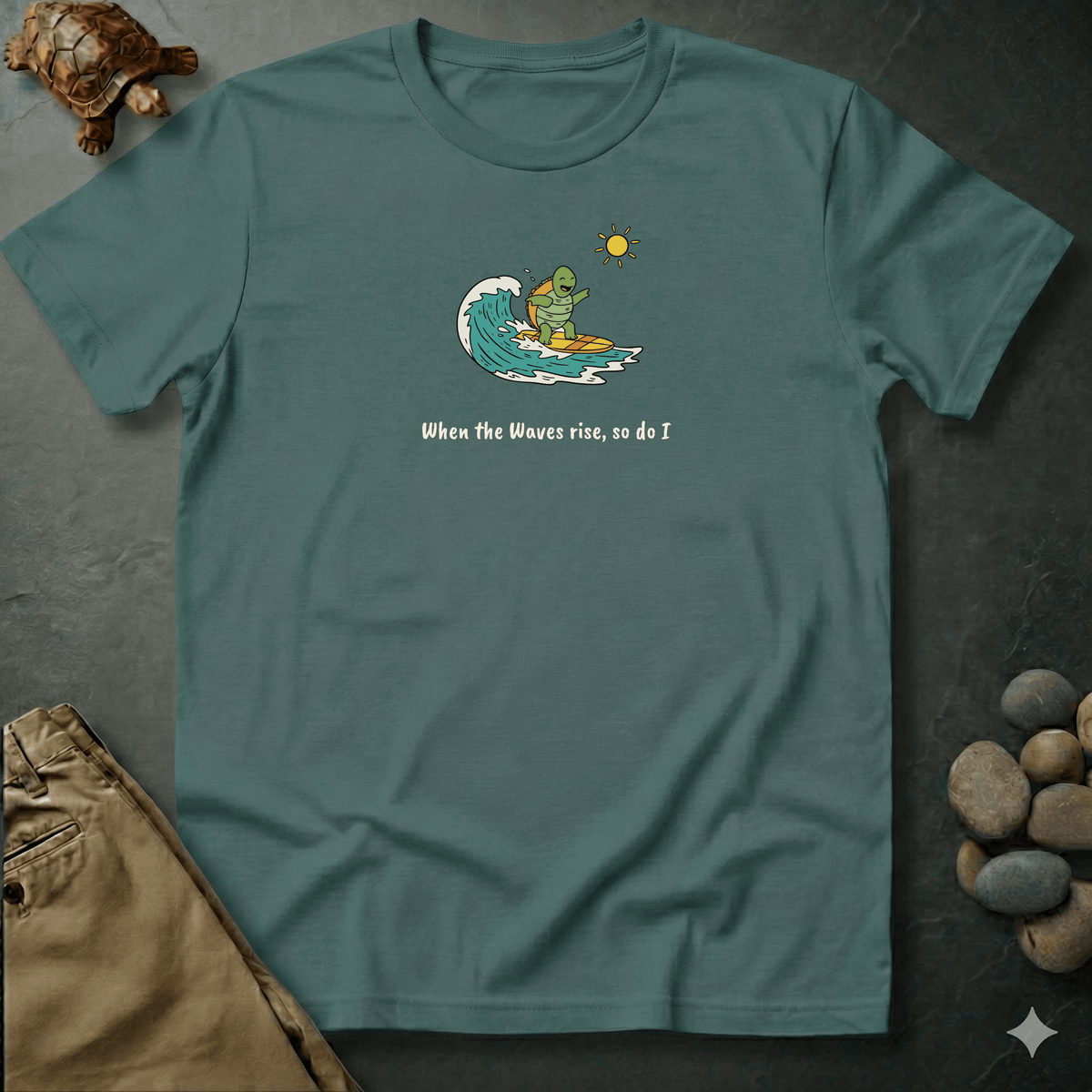 Printify T-Shirt Blue Spruce / S Rise with the waves