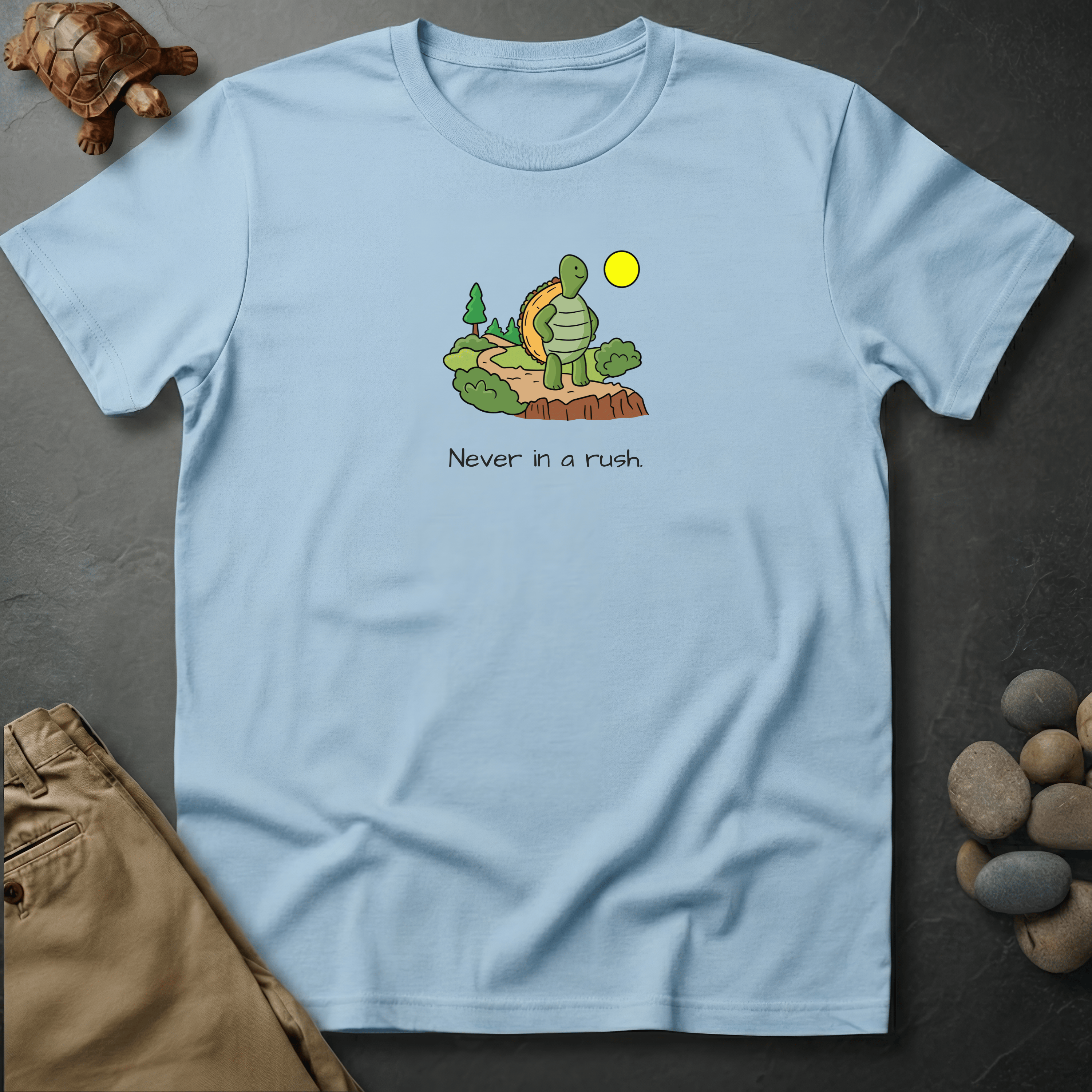 Printify T-Shirt Chambray / S Never in a rush.