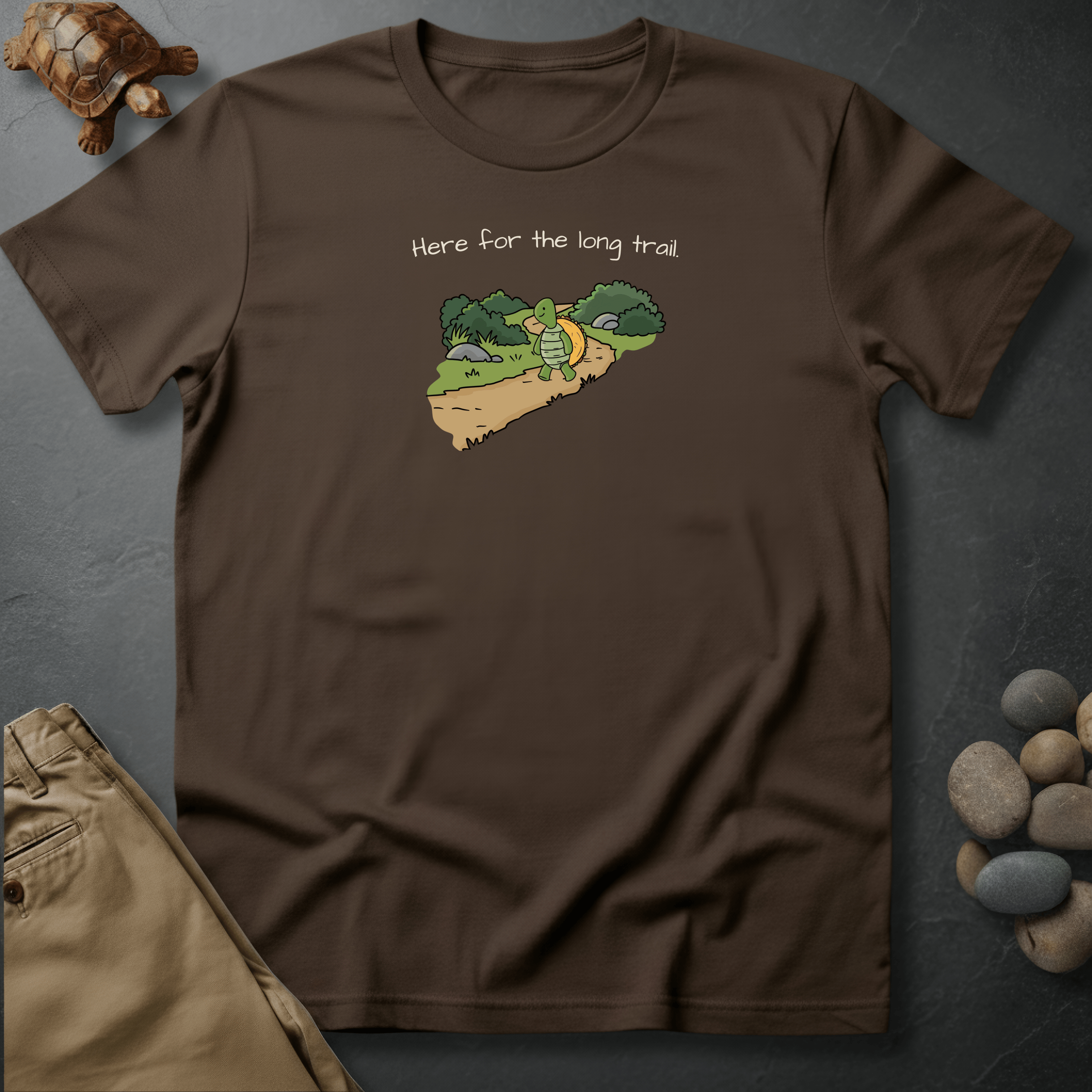 Printify T-Shirt Espresso / S Here for the long trail.