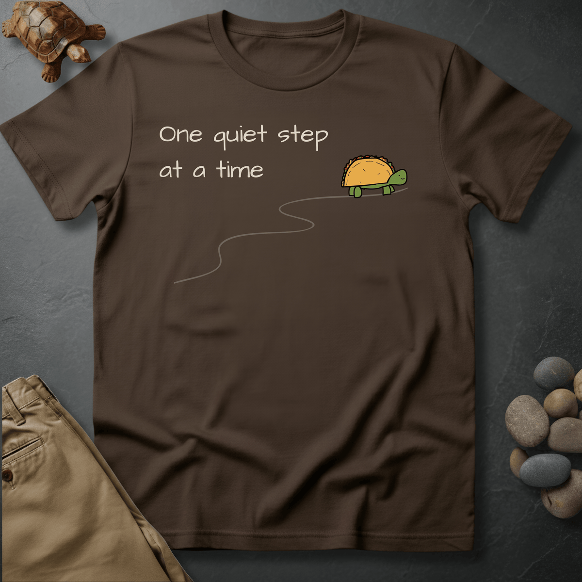 Printify T-Shirt Espresso / S One quiet step at a time