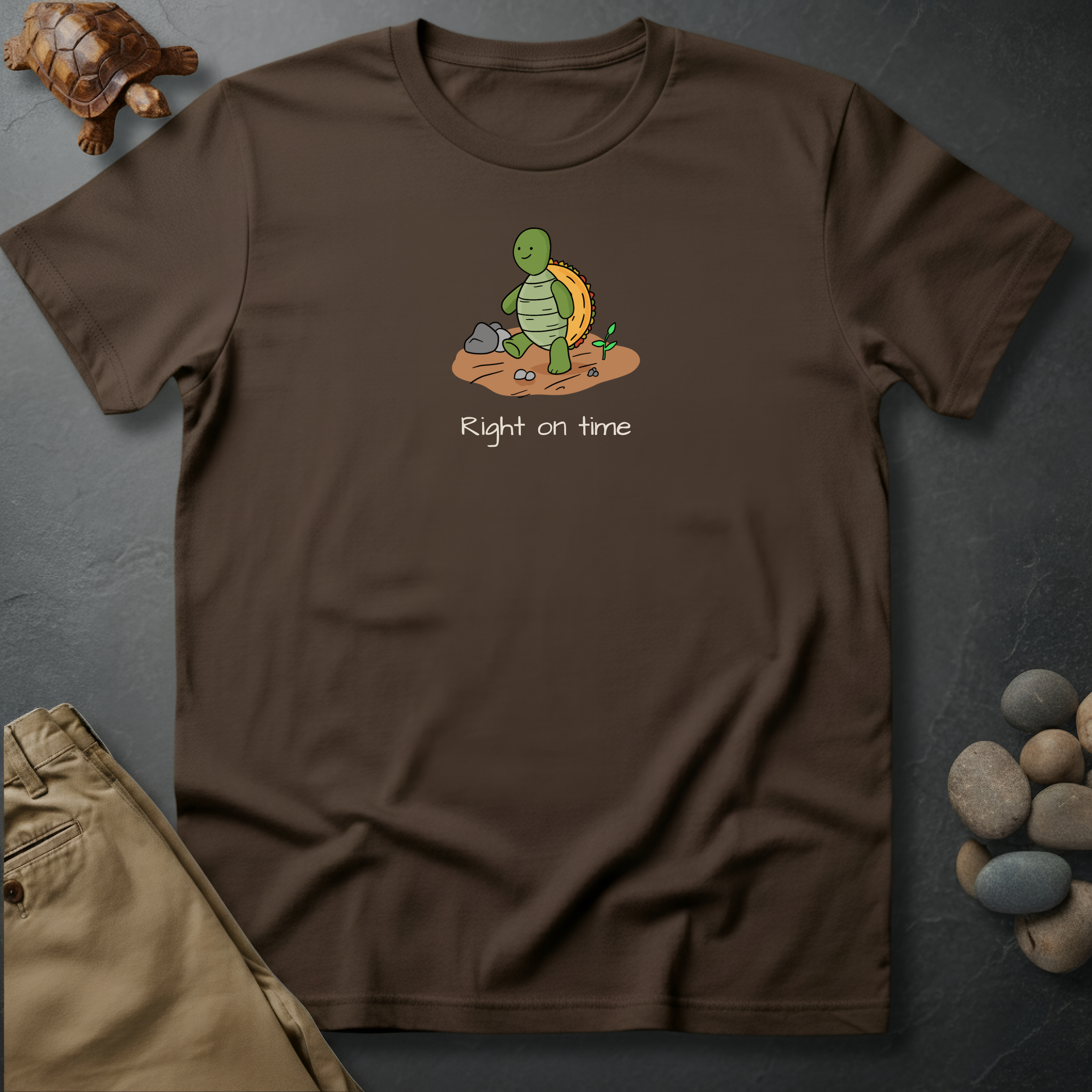 Printify T-Shirt Espresso / S Right on time.