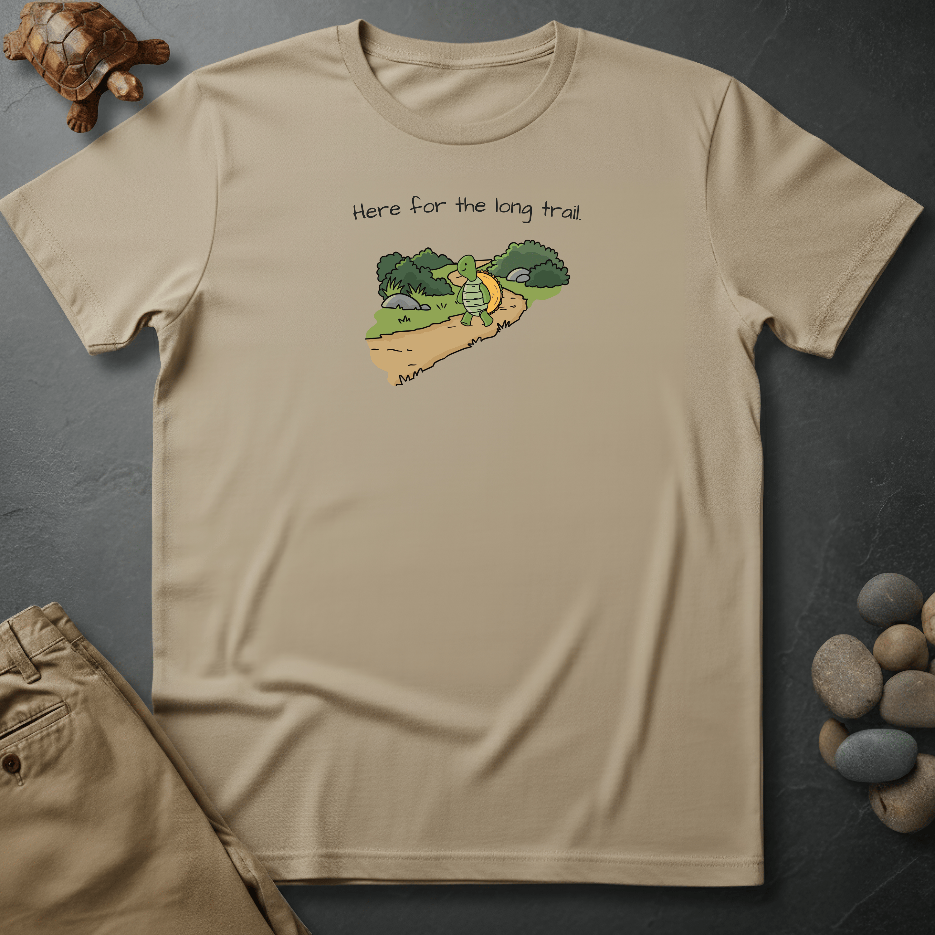 Printify T-Shirt Ivory / S Here for the long trail.