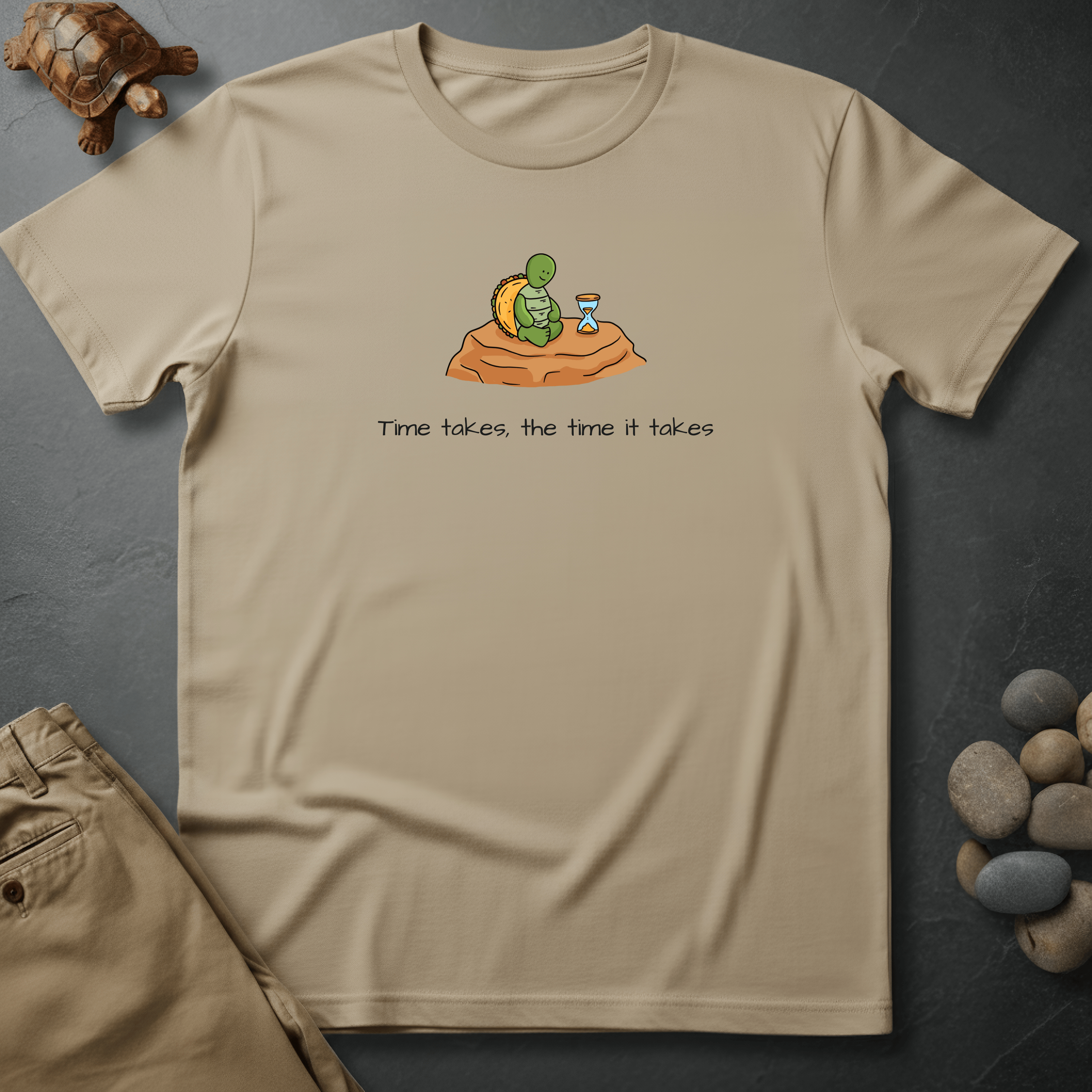 Printify T-Shirt Ivory / S Time takes, the time it takes.