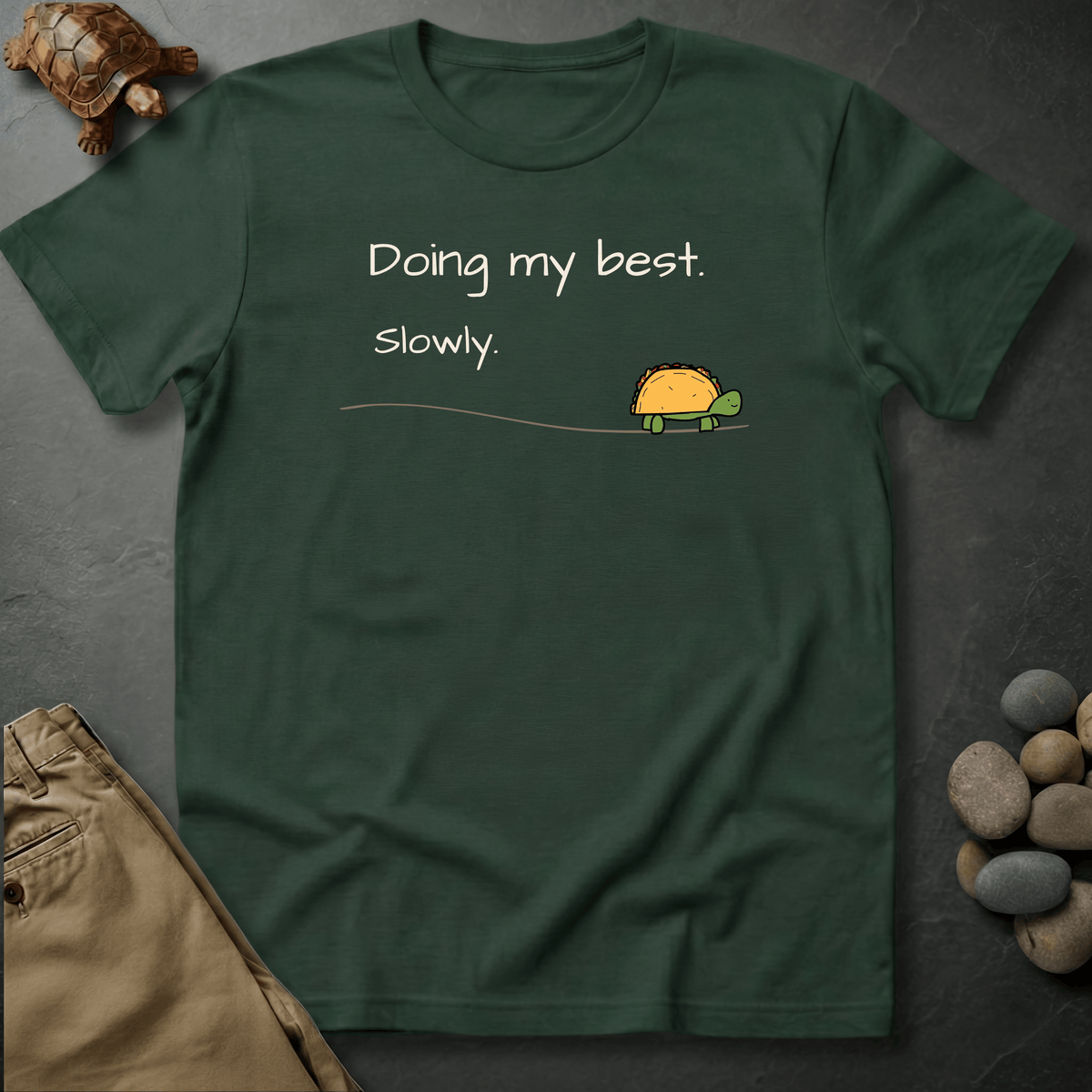 Printify T-Shirt Moss / S Doing My Best Slowly