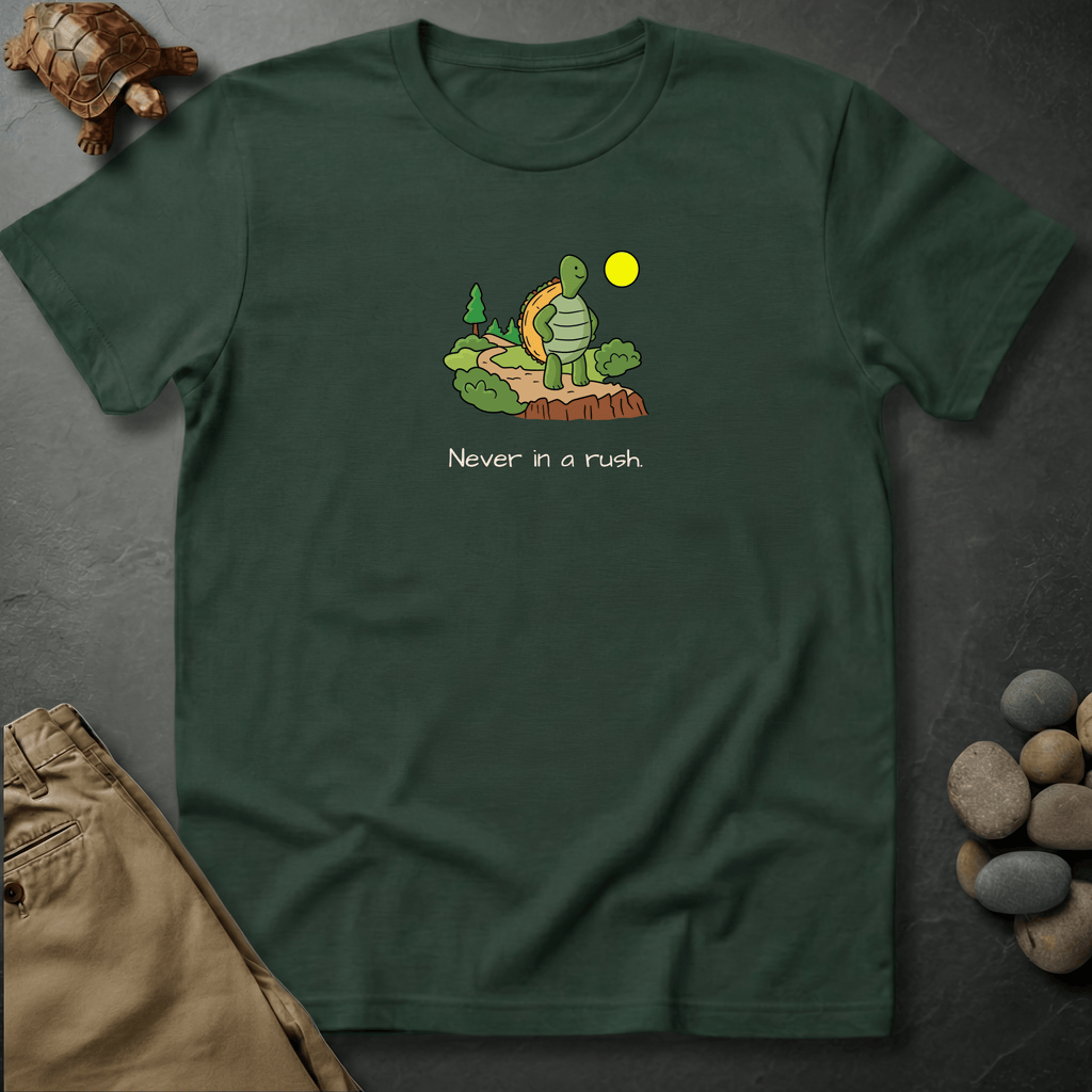 Printify T-Shirt Moss / S Never in a rush.