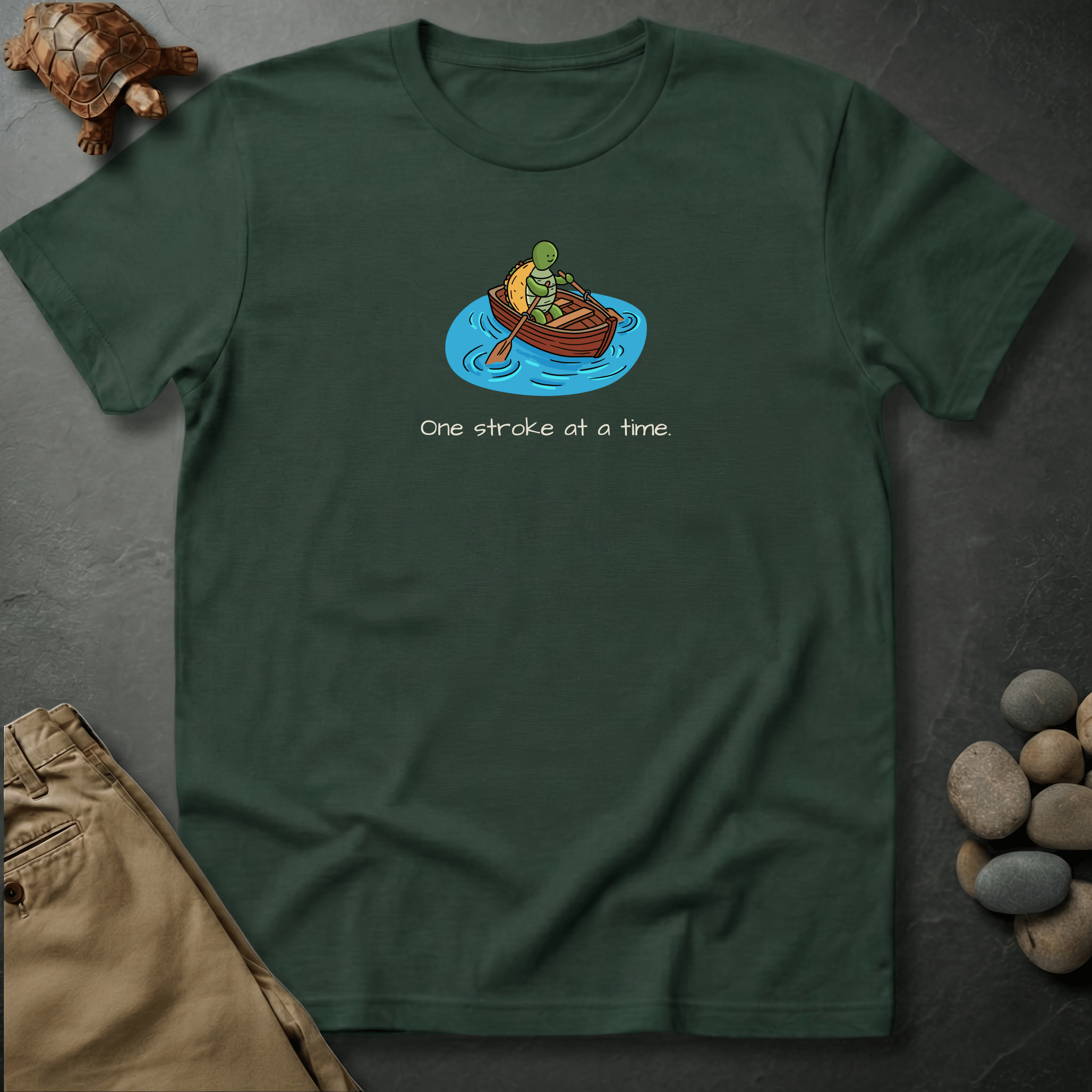 Printify T-Shirt Moss / S One stroke at a time.