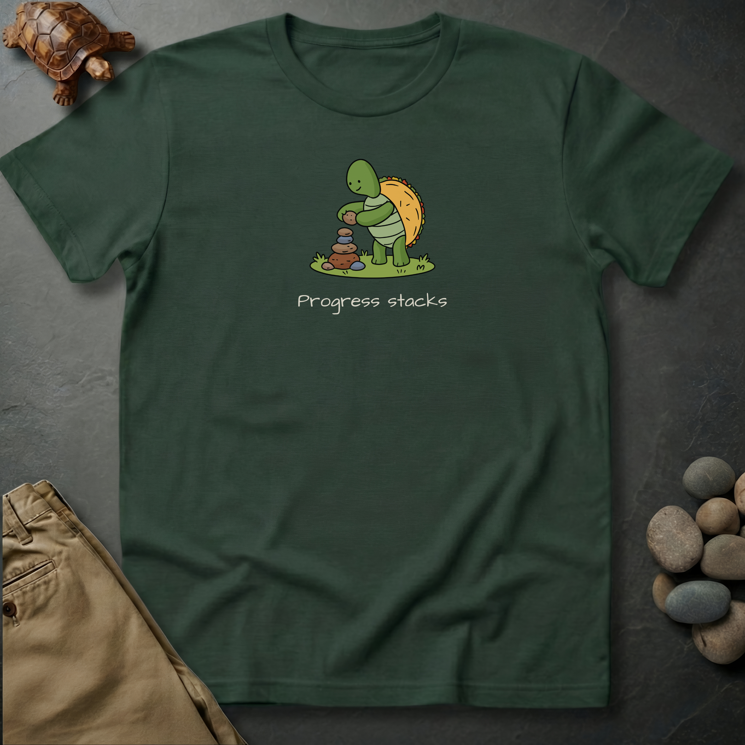 Printify T-Shirt Moss / S Progress stacks.