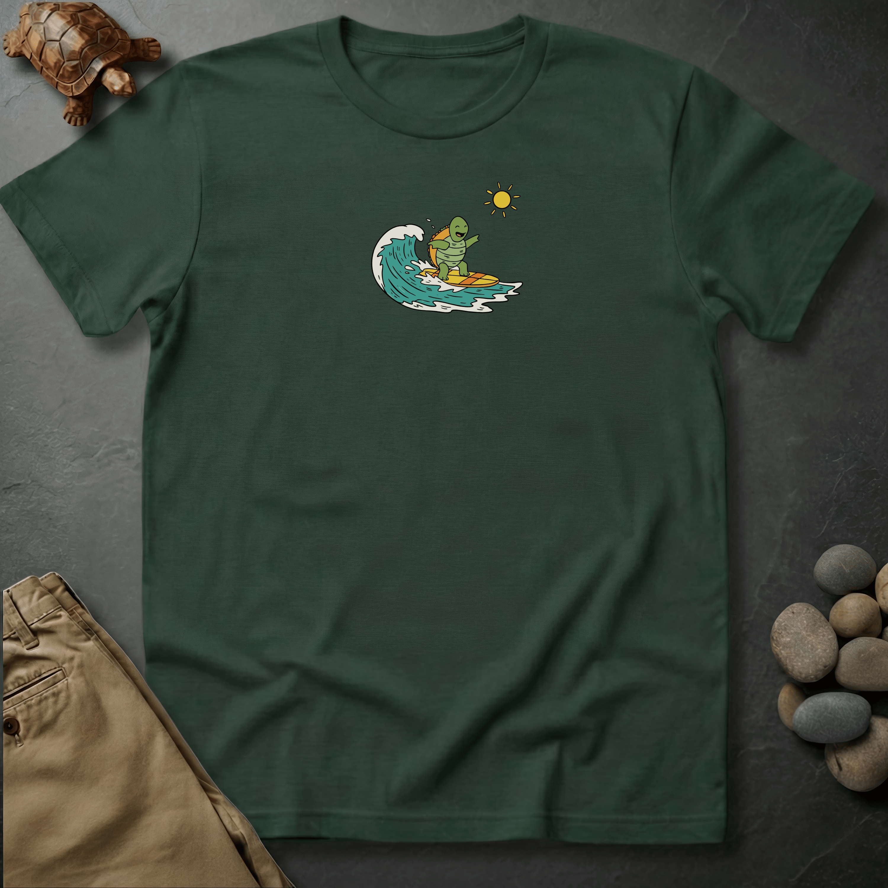Printify T-Shirt Moss / S Rise with the waves graphic