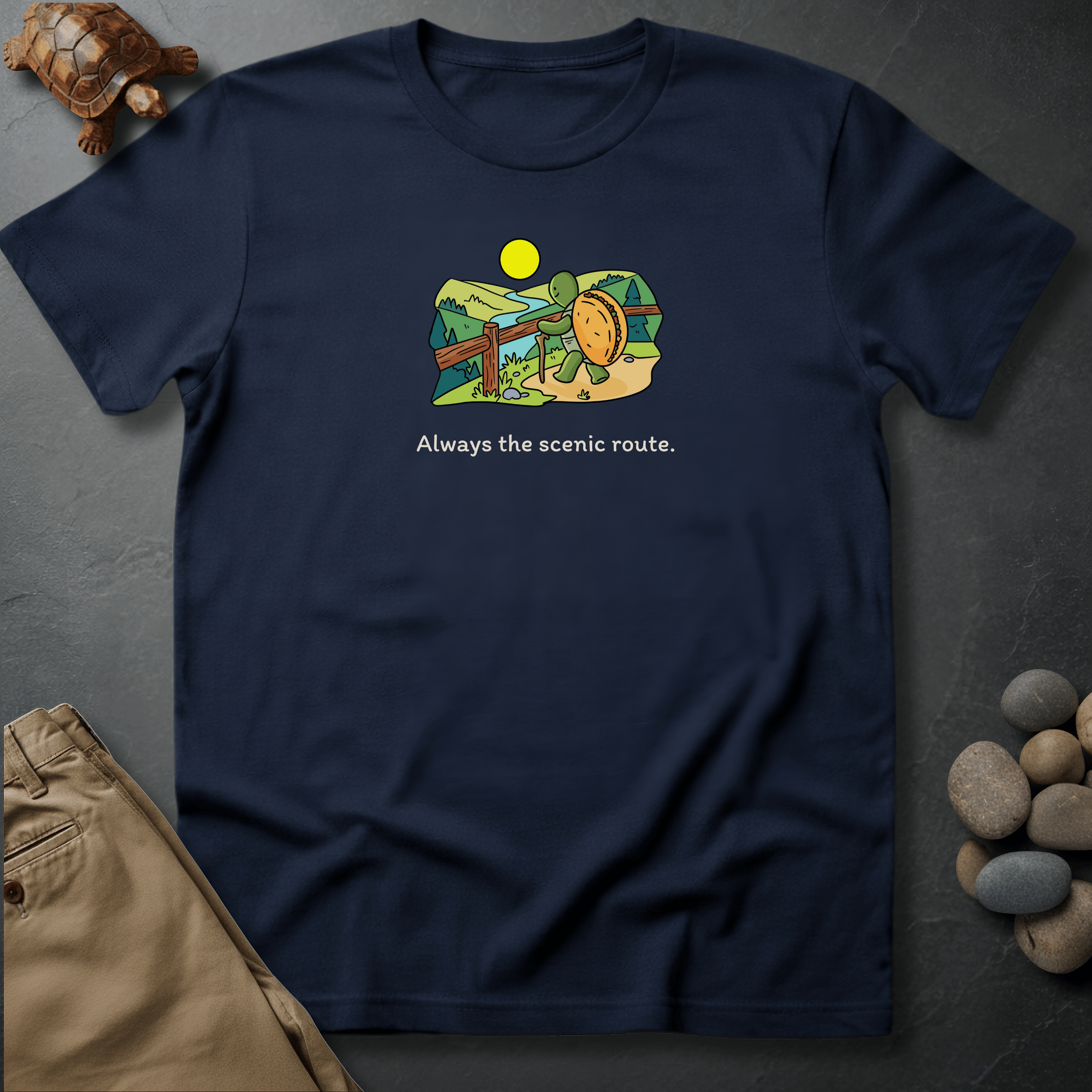 Printify T-Shirt Navy / S Always the scenic route.