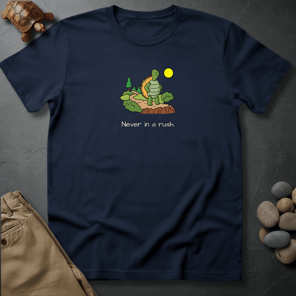 Printify T-Shirt Navy / S Never in a rush.