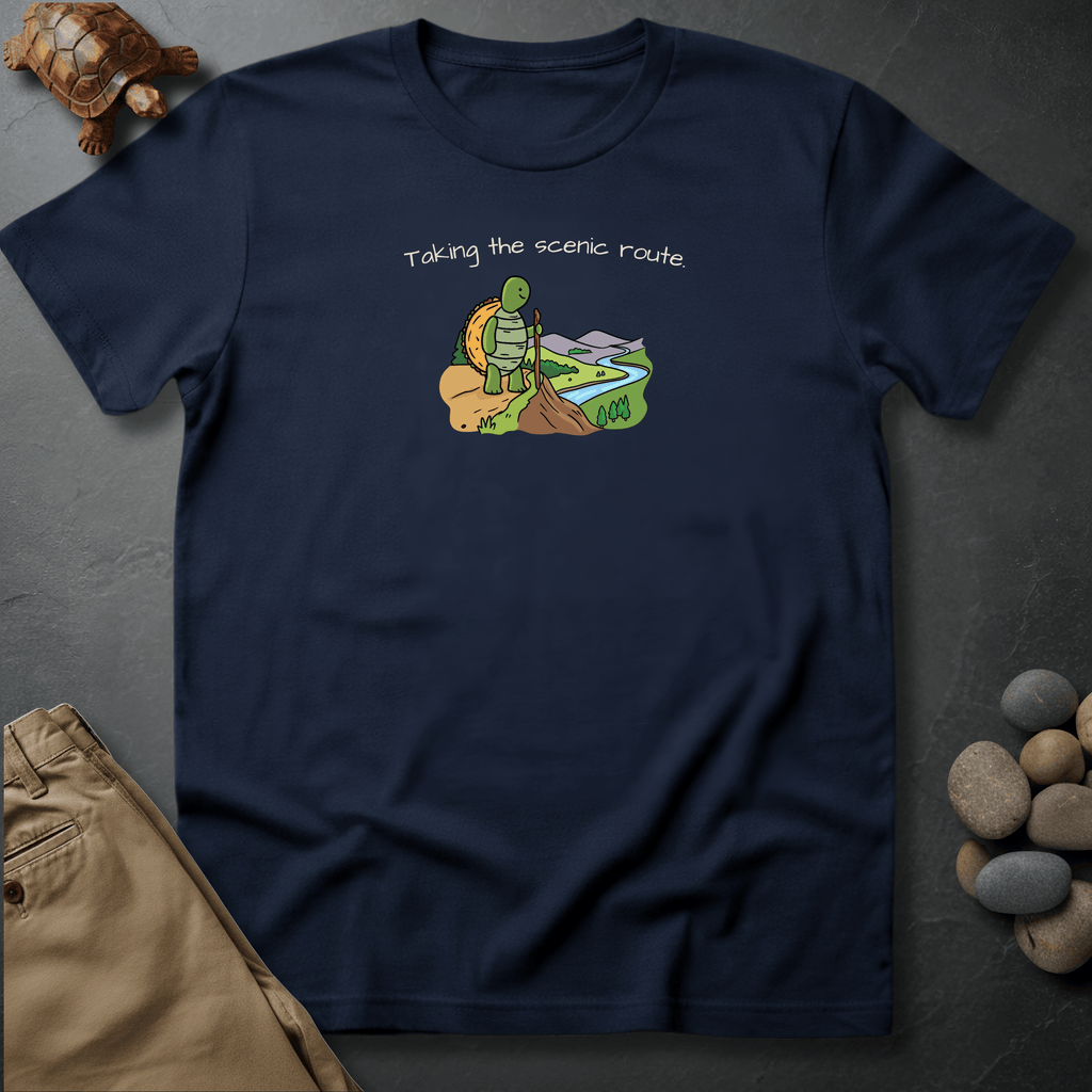 Printify T-Shirt Navy / S Taking the scenic route.