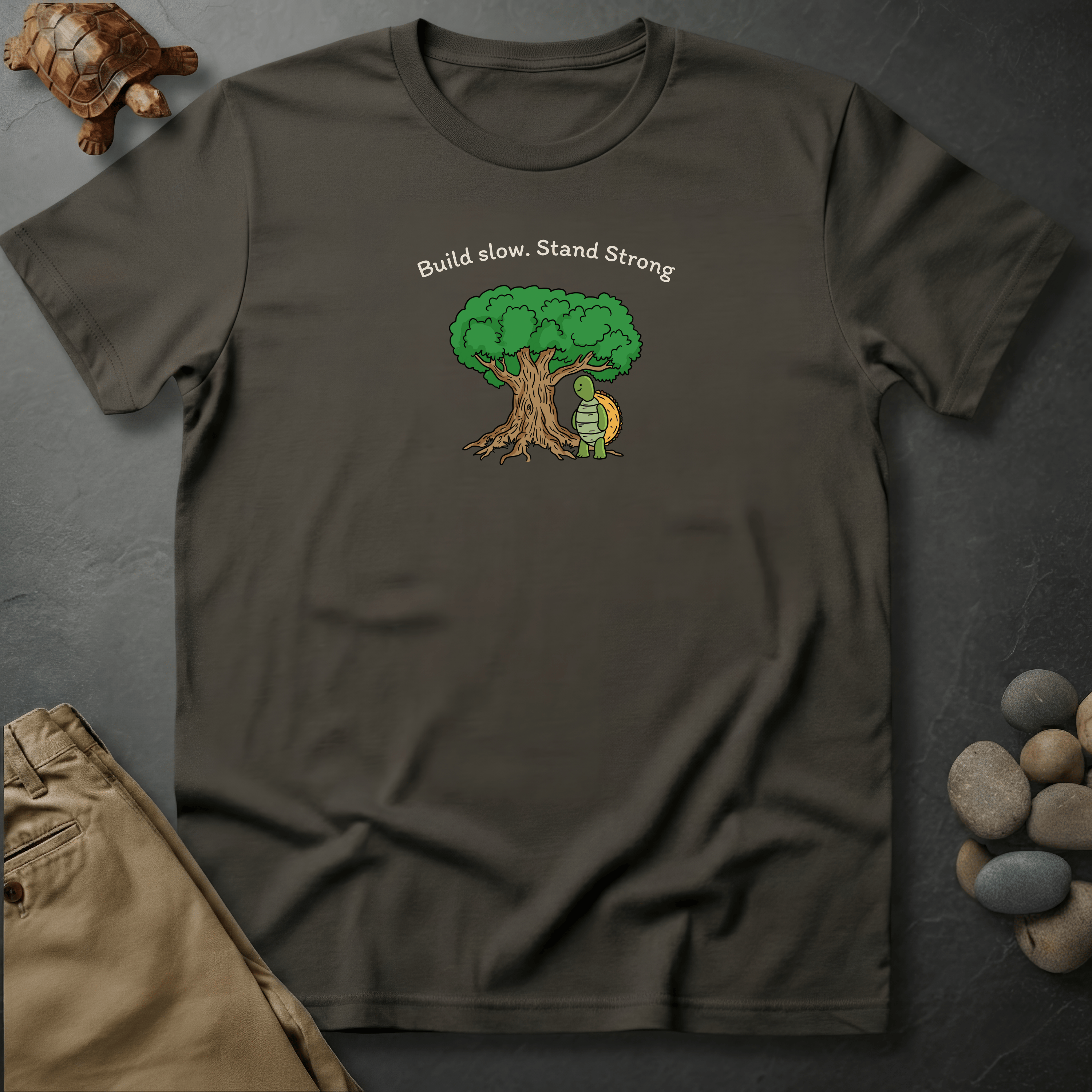 Printify T-Shirt Pepper / S Build slow. Stand strong.