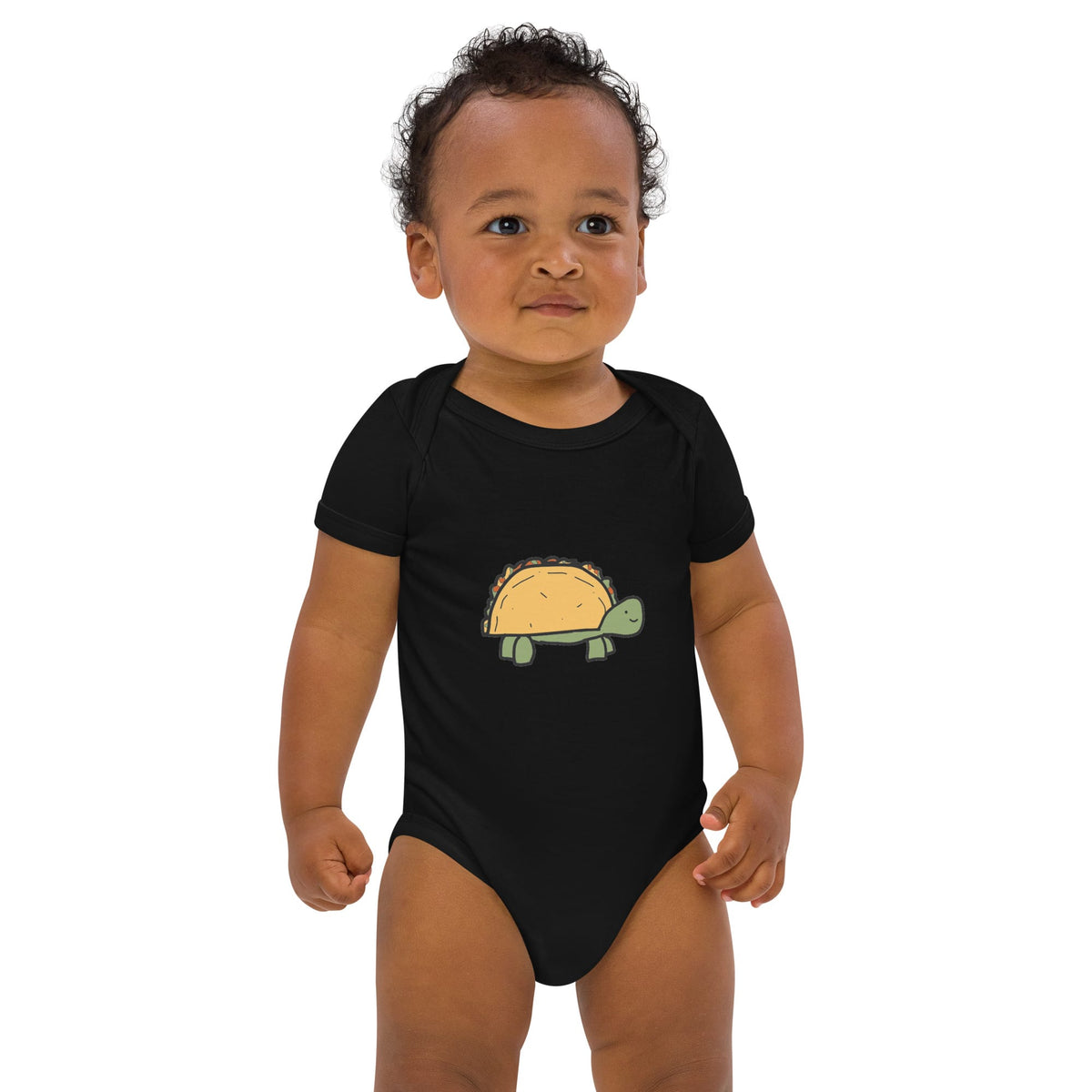 Taco the Turtle Black / 3-6m Organic cotton baby bodysuit